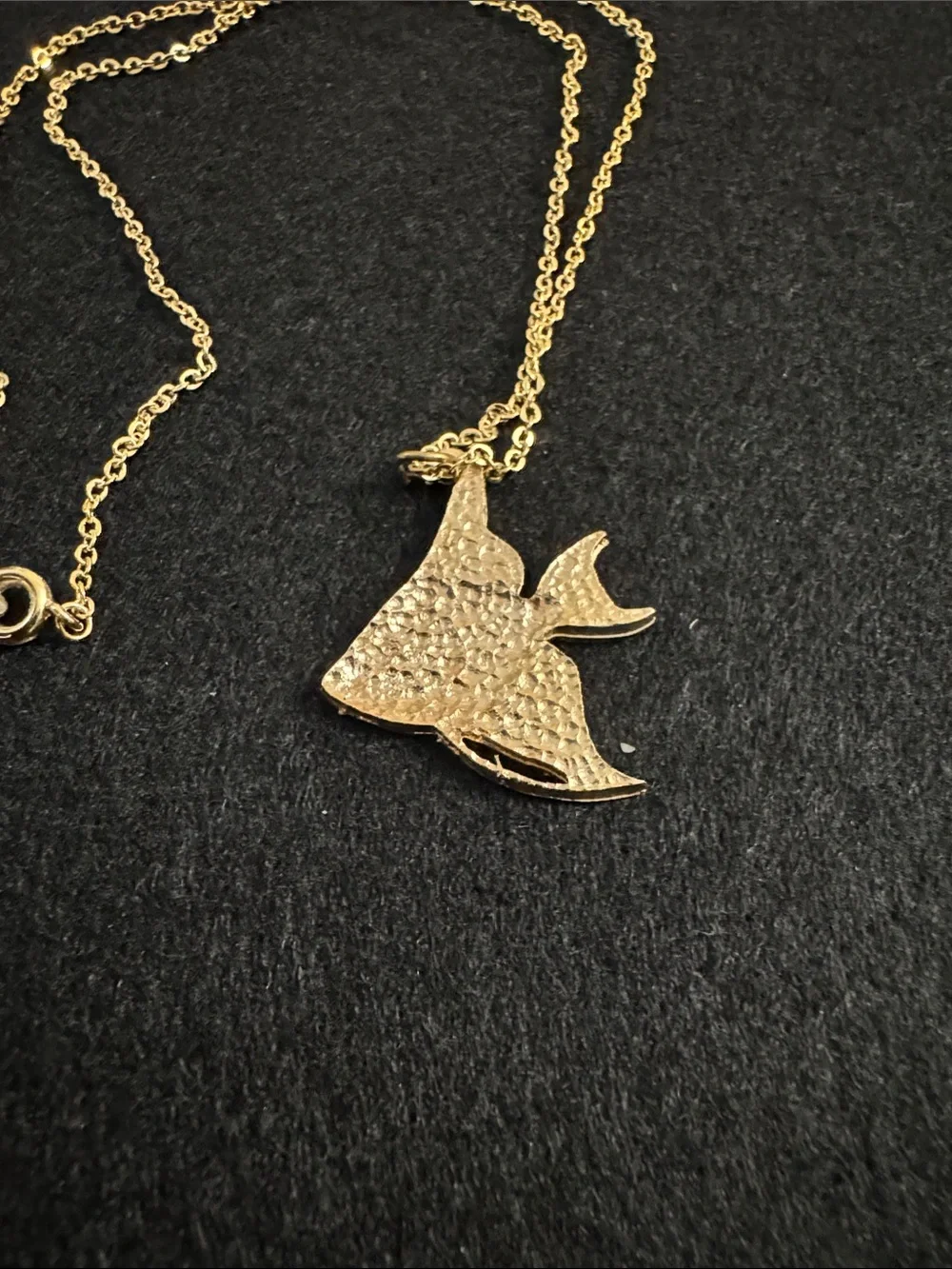 Gold Angelfish Pendant Necklace - Delicate Fish Charm
